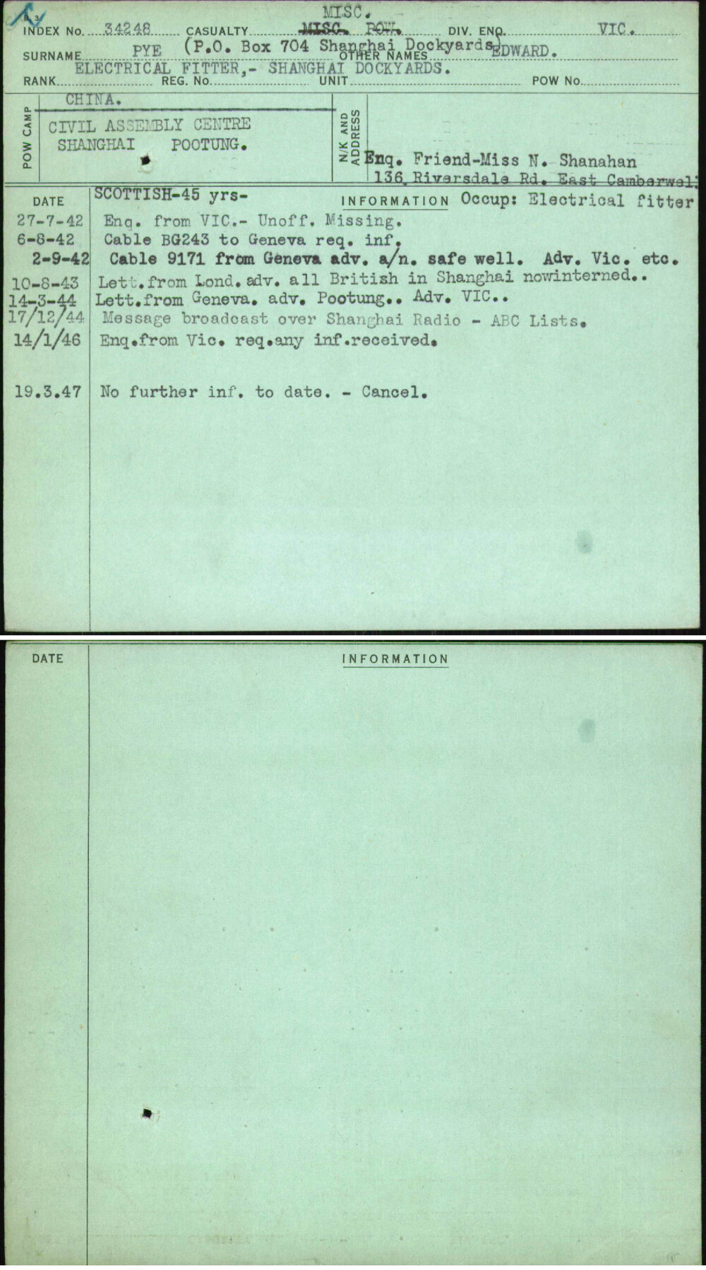 Pye, Edward, [No Service Number]