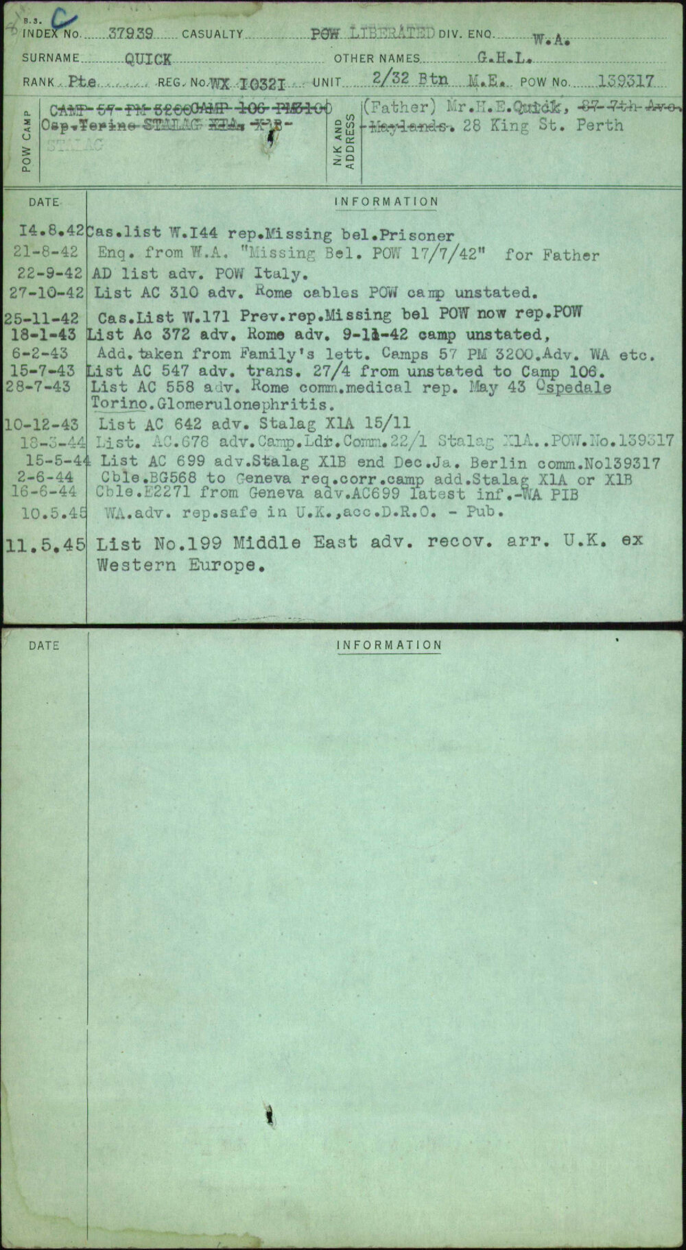 Quick, G H L, WX10321