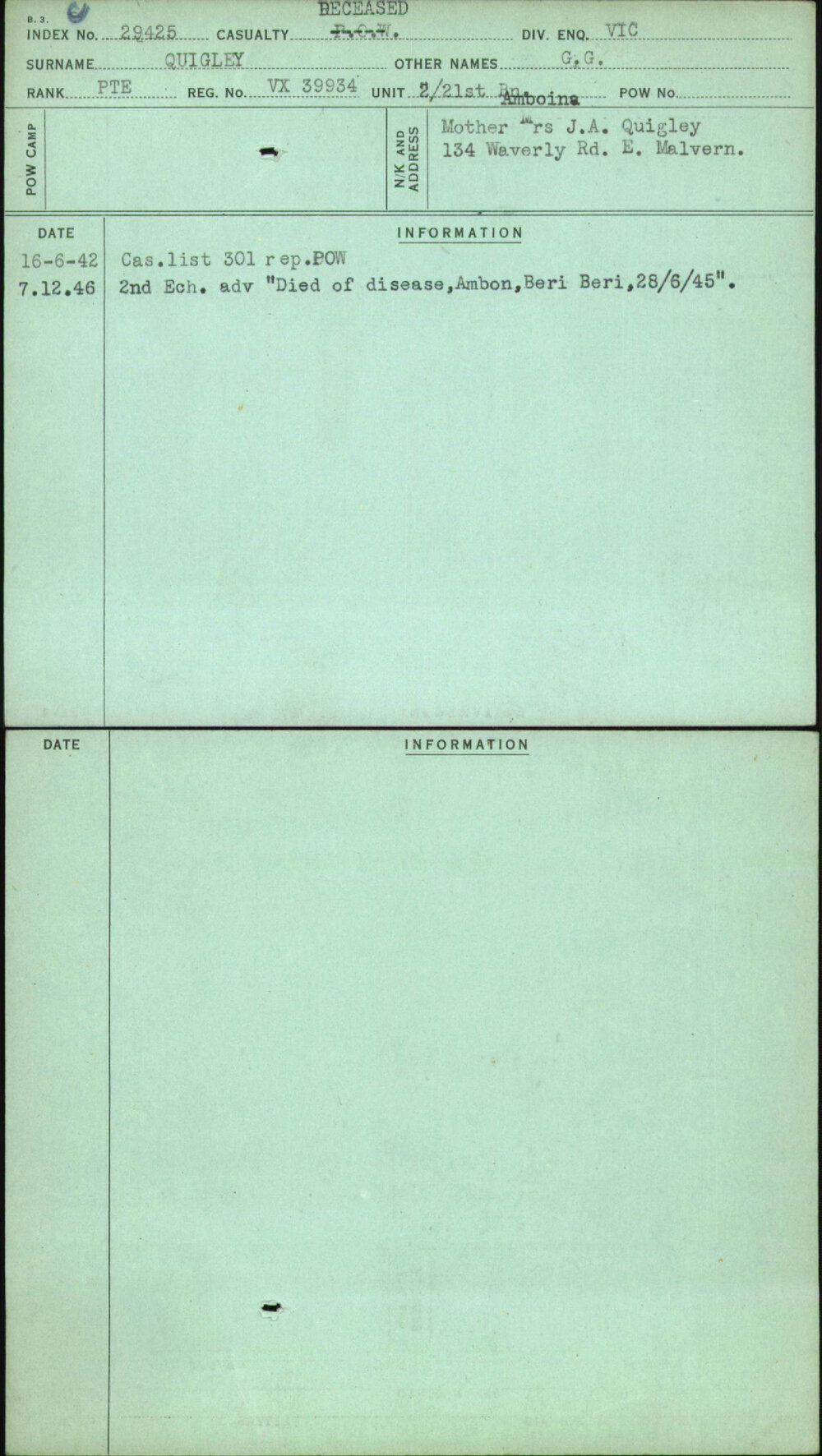 Quigley, G G, VX39934