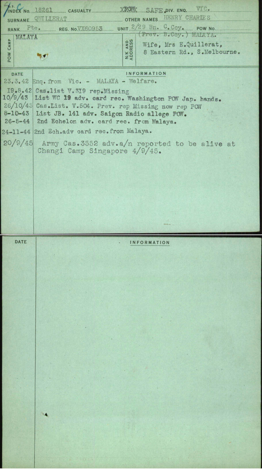 Quillerat, Henry Charles, VX60953