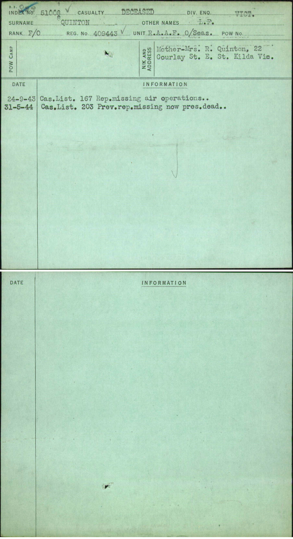 Quinton, L F, 409443