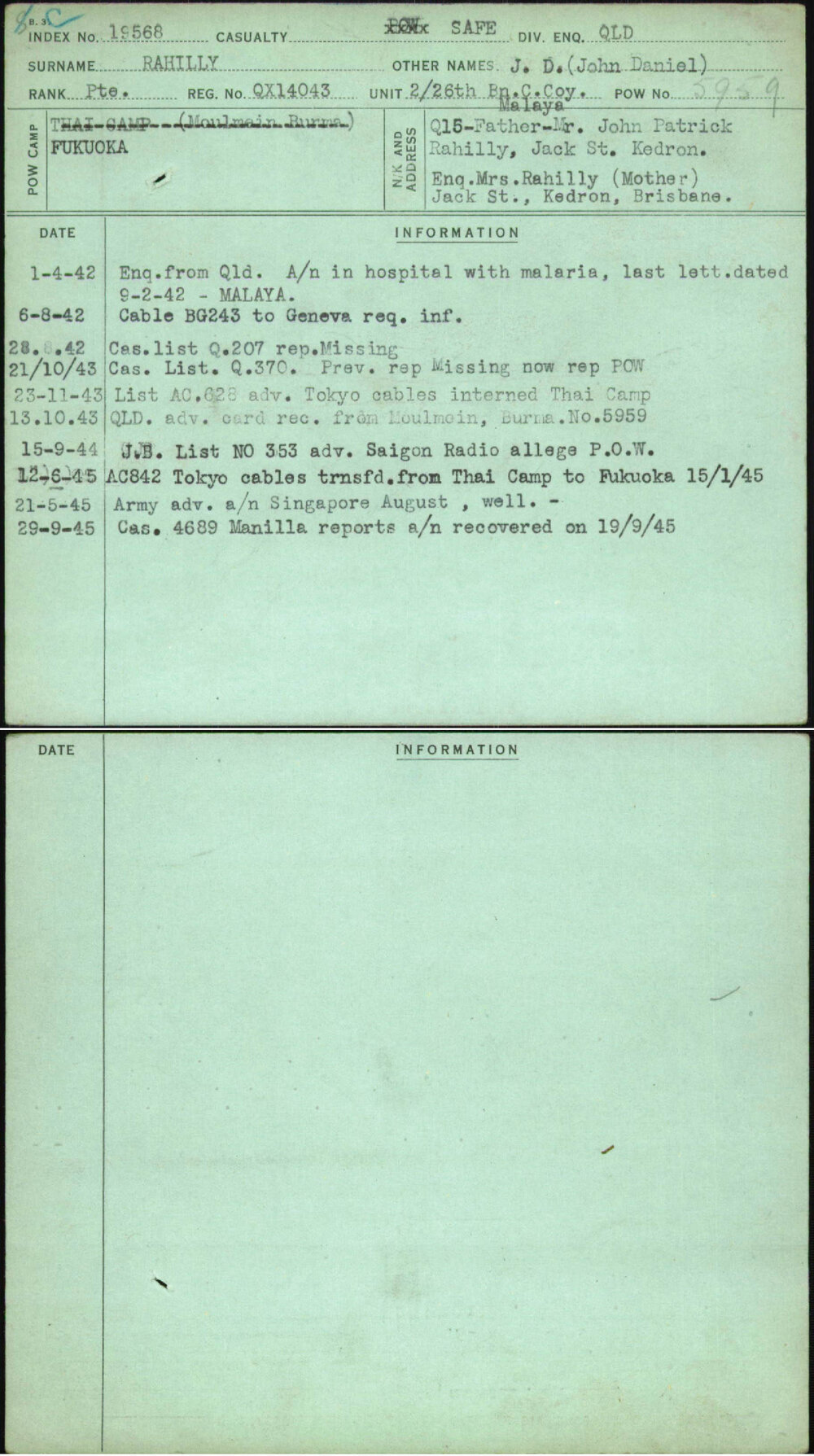 Rahilly, J D (John Daniel), QX14043