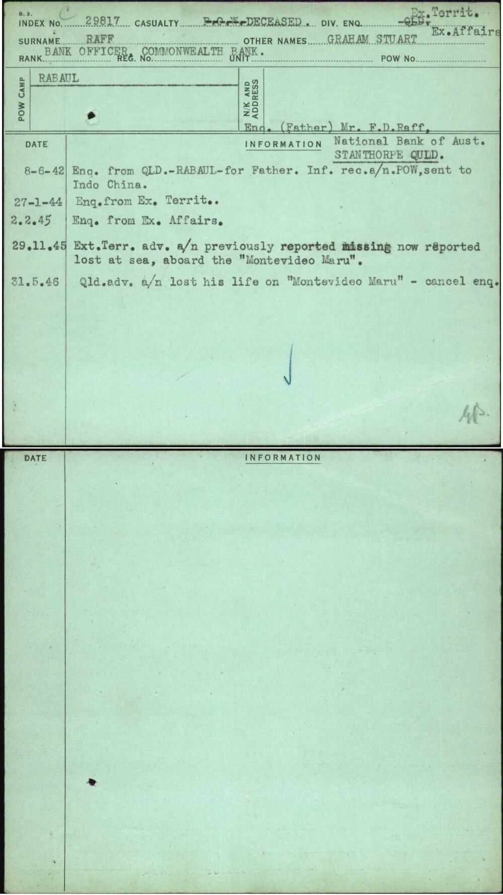 Raff, Graham Stuart, [No Service Number]