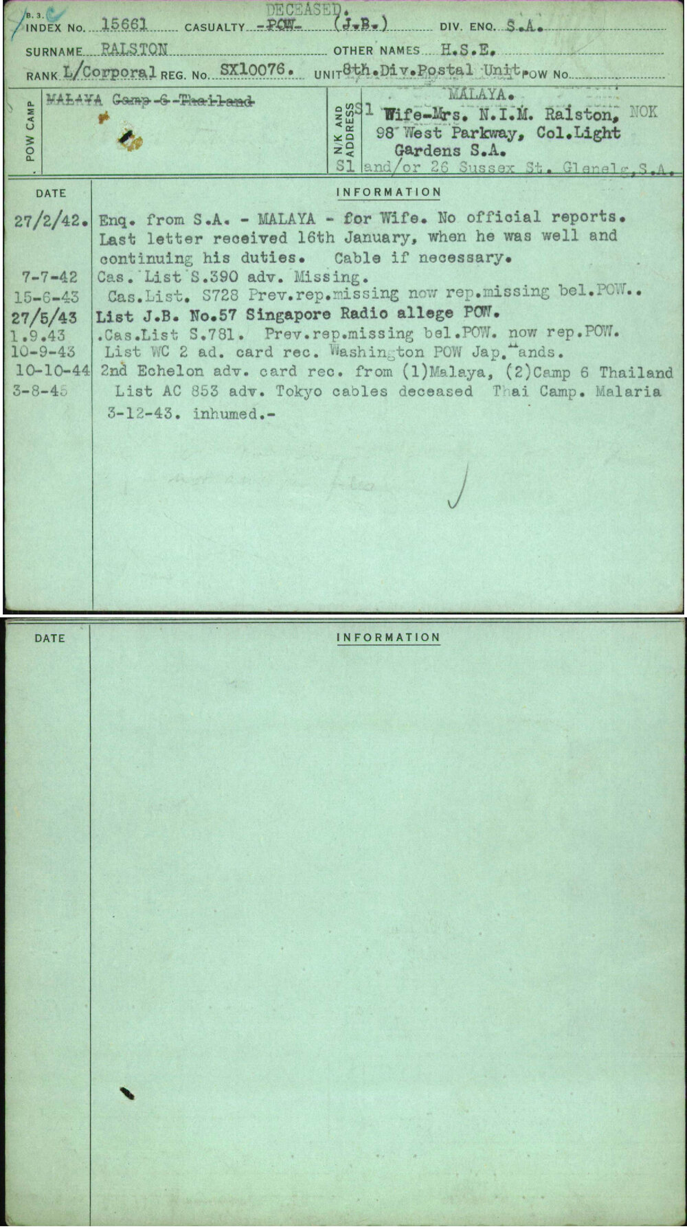 Ralston, H S E, SX10076