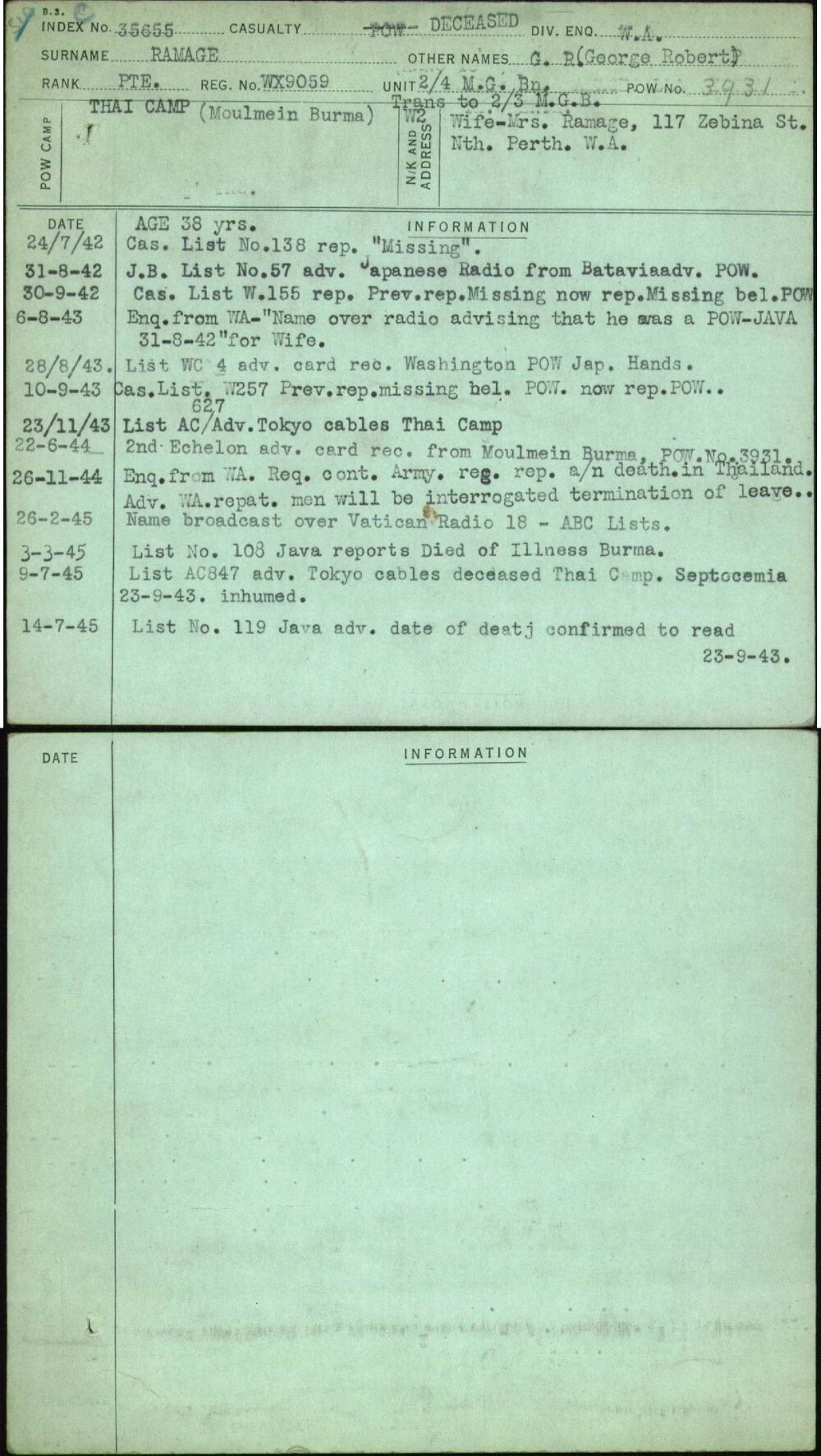 Ramage, G R (George Robert), WX9059