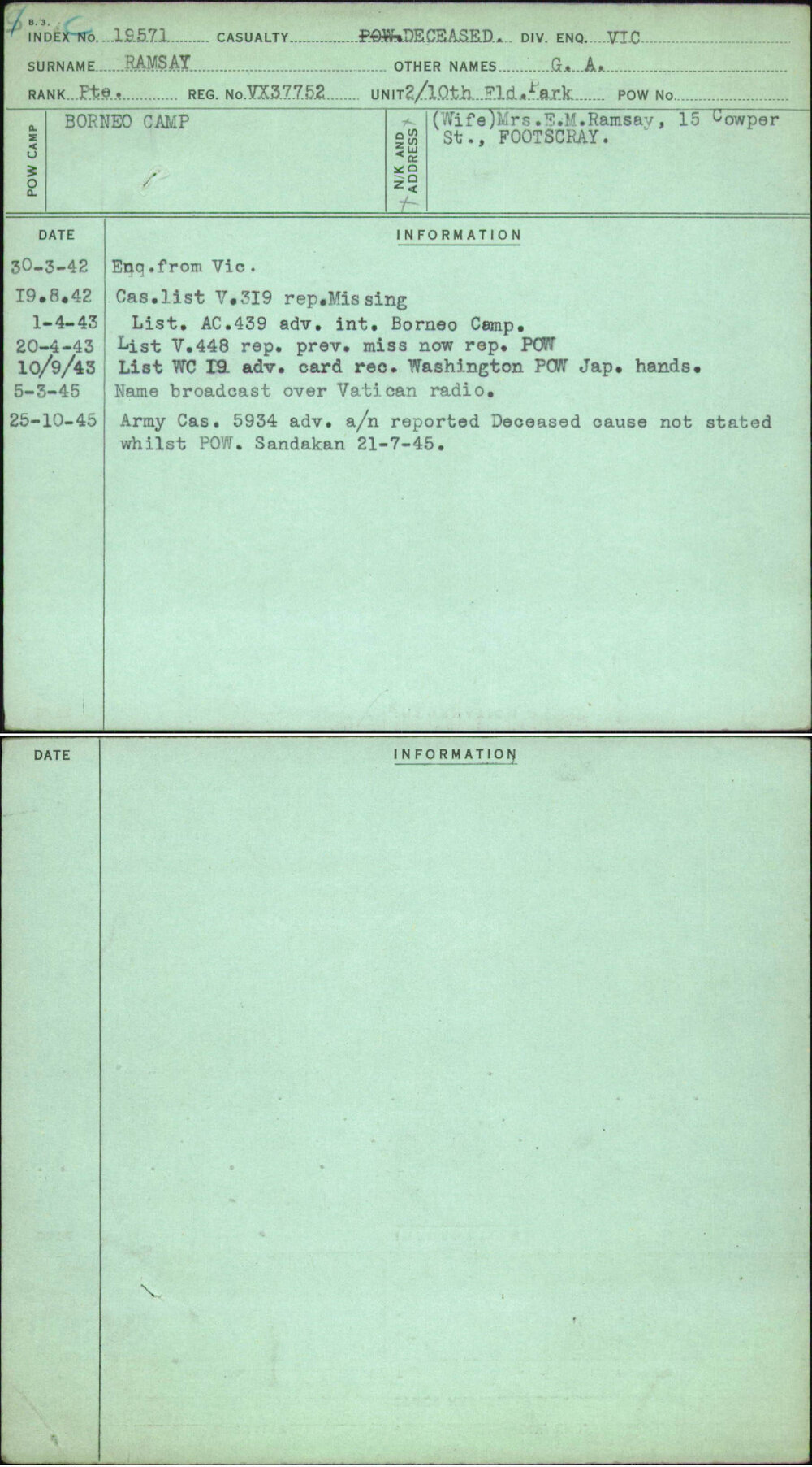 Ramsay, G A, VX37752