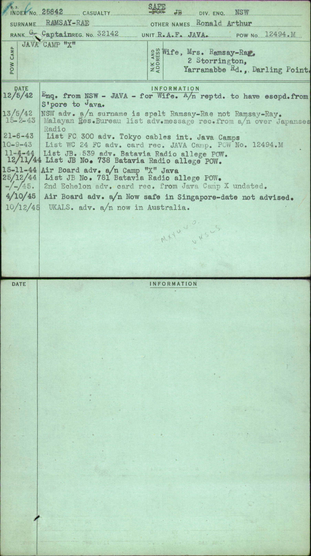 Ramsay-Rae, Ronald Arthur, 32142