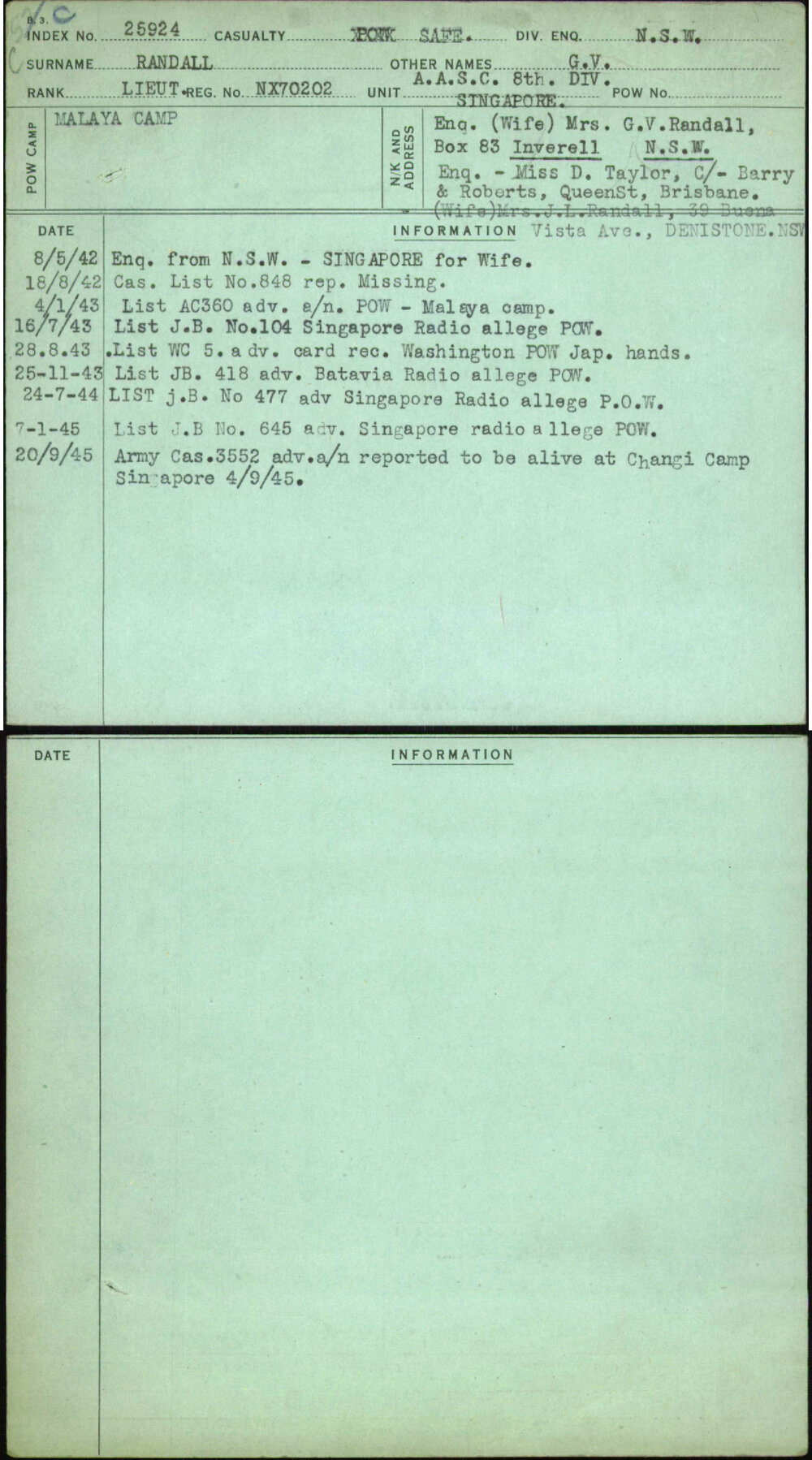 Randall, G V, NX70202