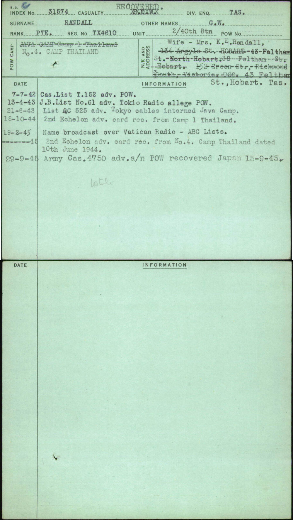 Randall, G W, TX4610