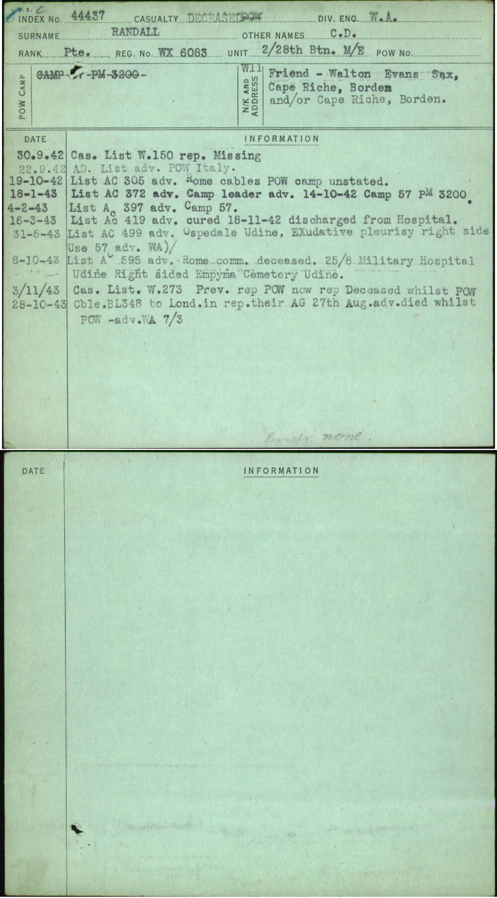 Randall, C D, WX6083