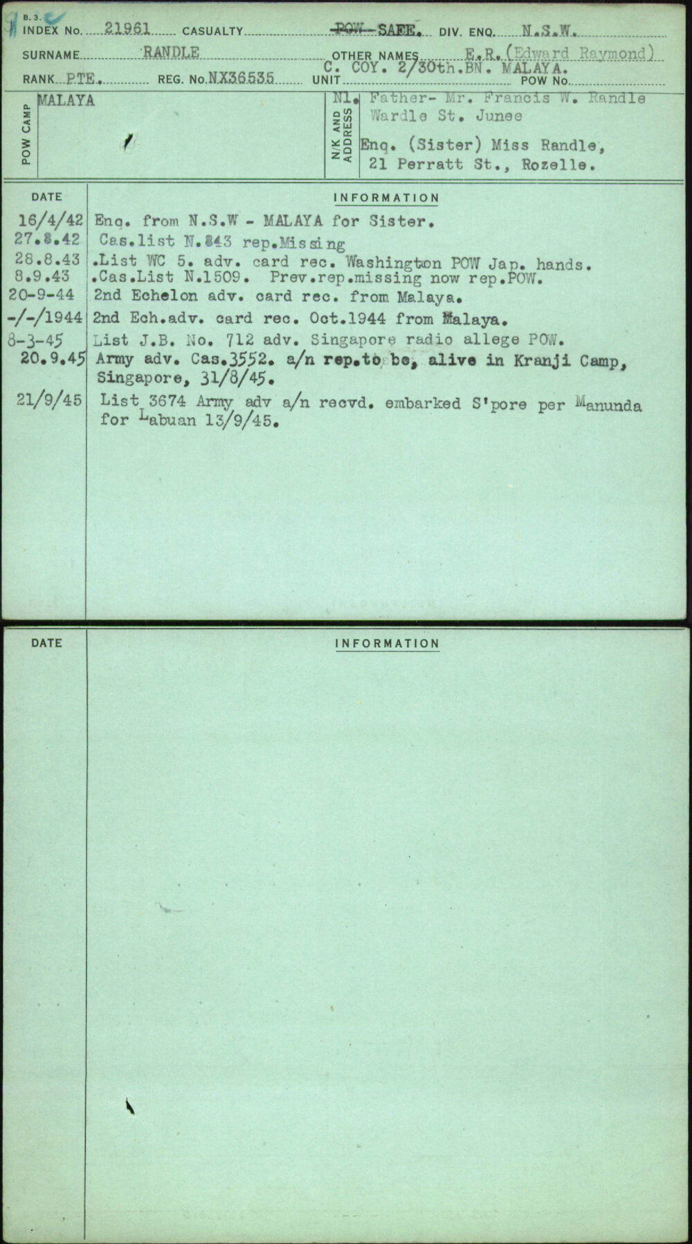 Randle, E R (Edward Raymond), NX36535