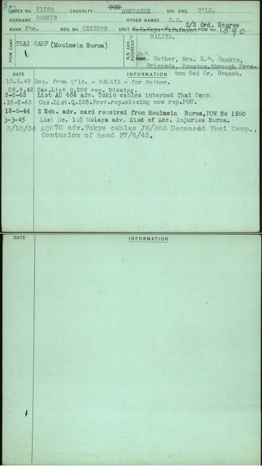 Rankin, G S, QX23289