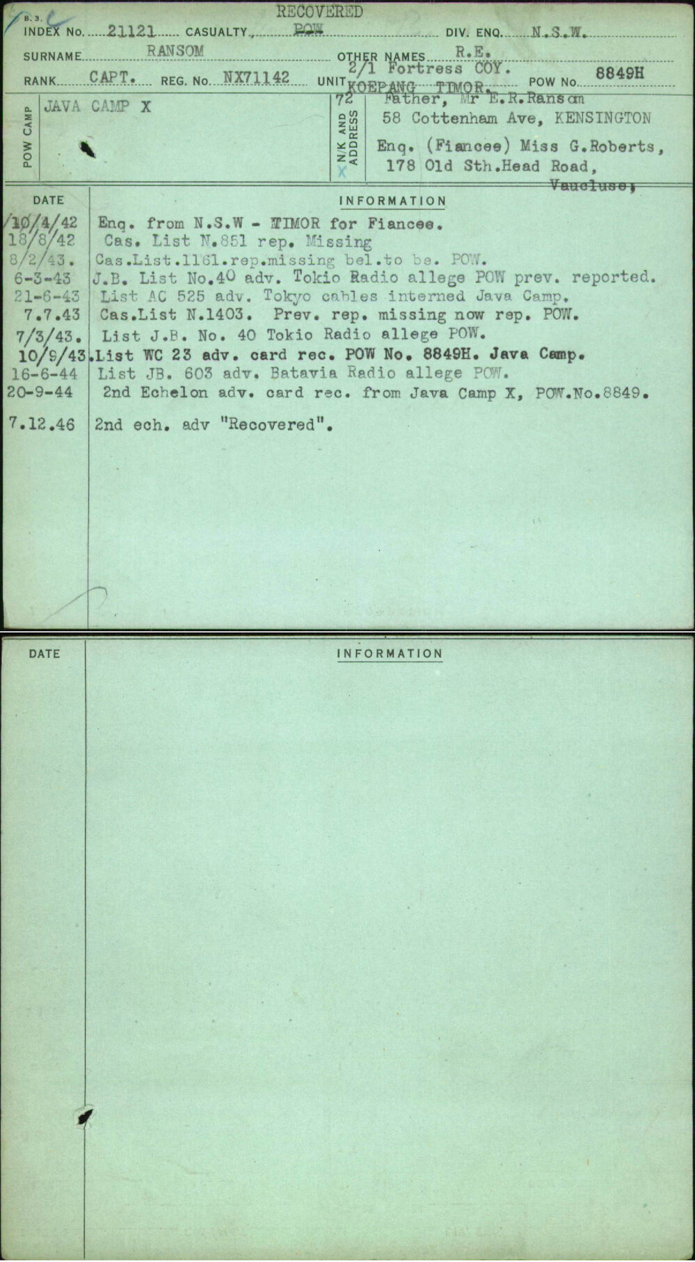 Ransom, R E, NX71142