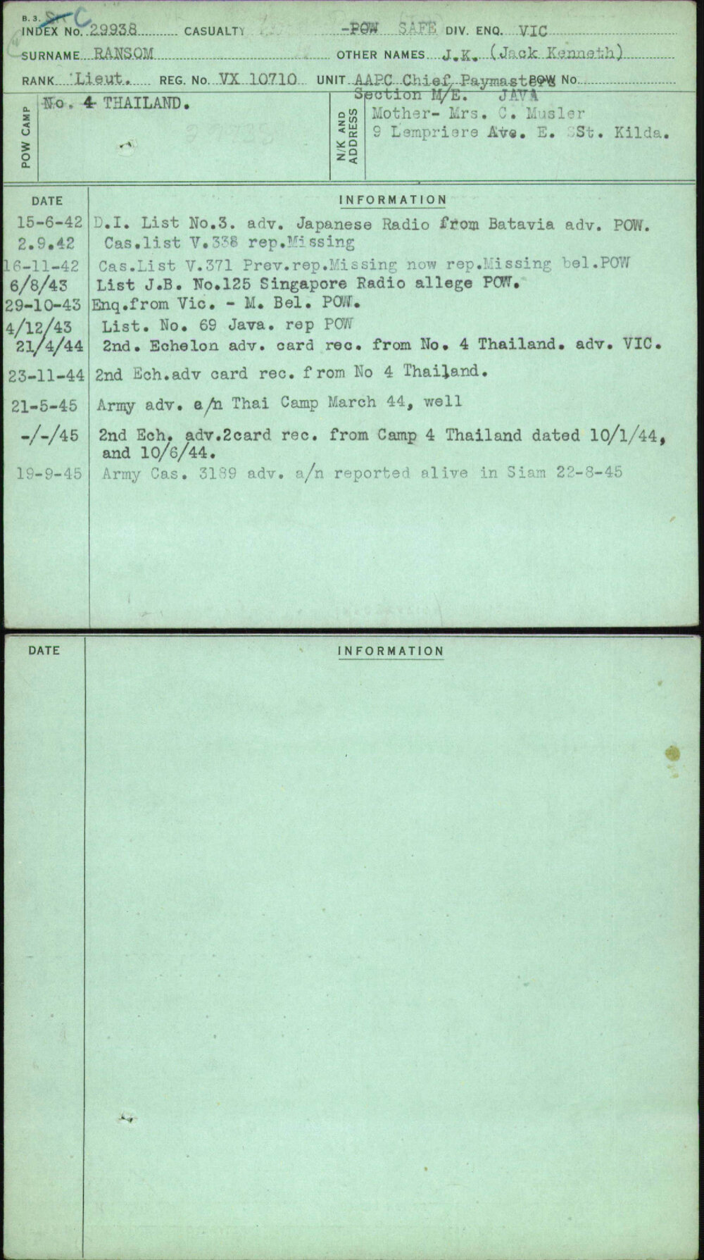 Ransom, J K (Jack Kenneth), VX10710