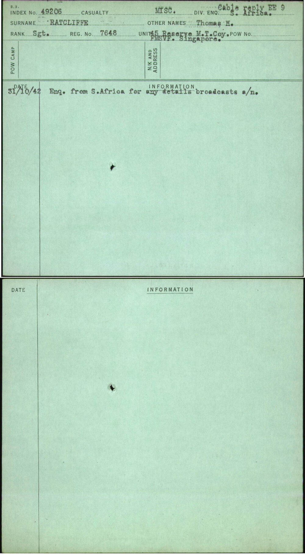 Ratcliffe, Thomas H, 7648