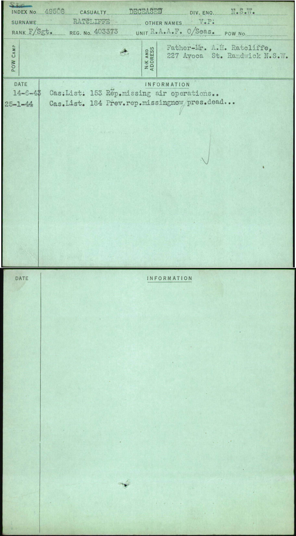 Ratcliffe, V P, 403373