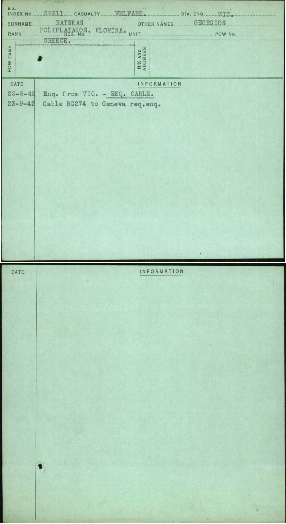 Ratskas, Georgios, [No Service Number]