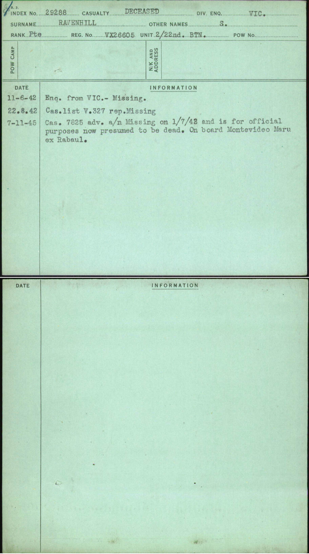 Ravenhill, S, VX26605