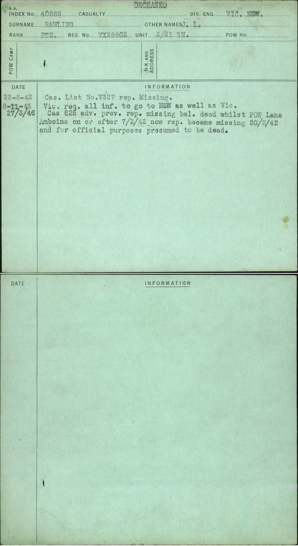 Rawling, J L, VX38802