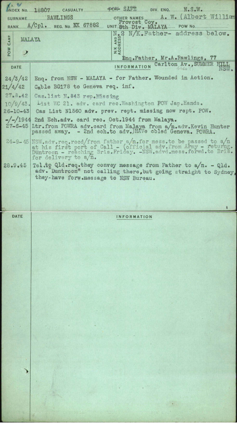 Rawlings, A W (Albert William), NX67882