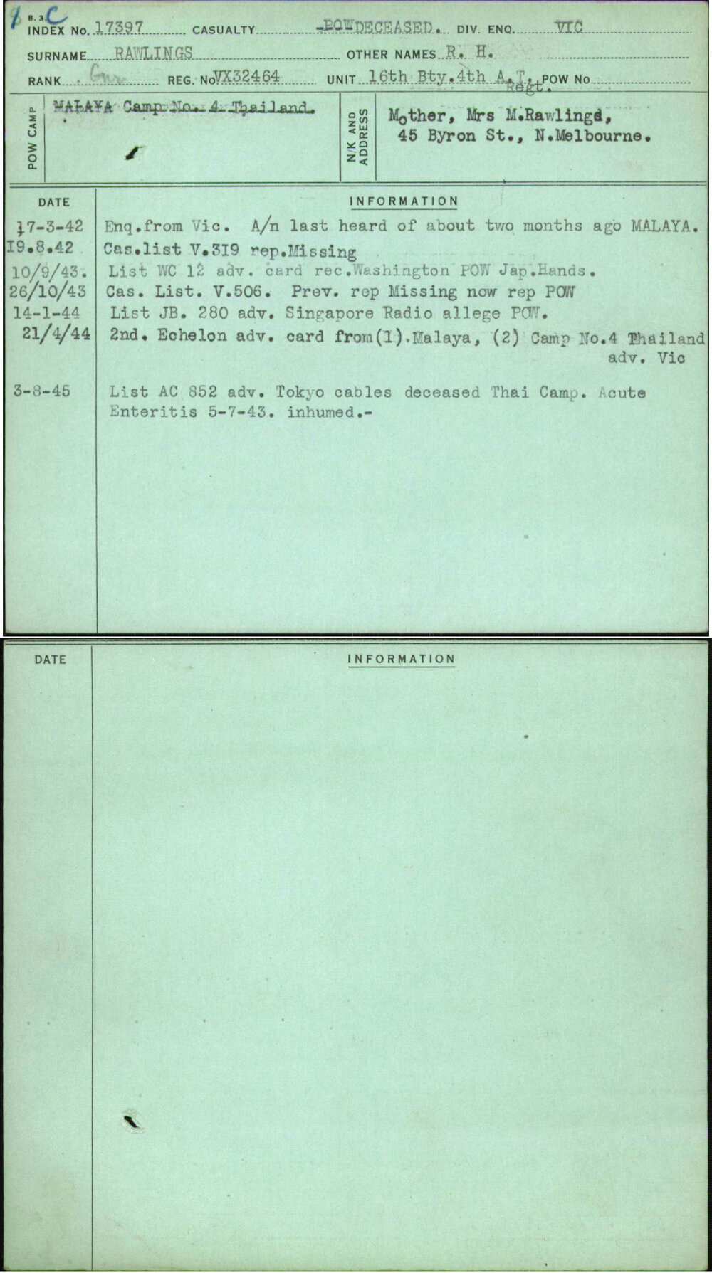 Rawlings, R H, VX32464