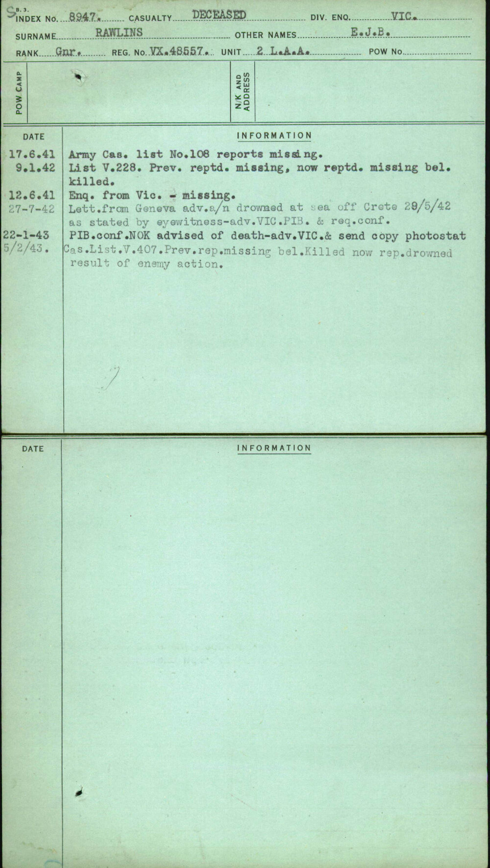 Rawlins, E J B, VX48557