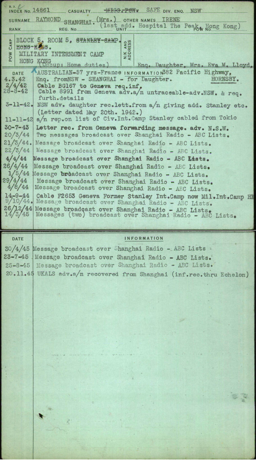 Raymond, Irene, Shanghai