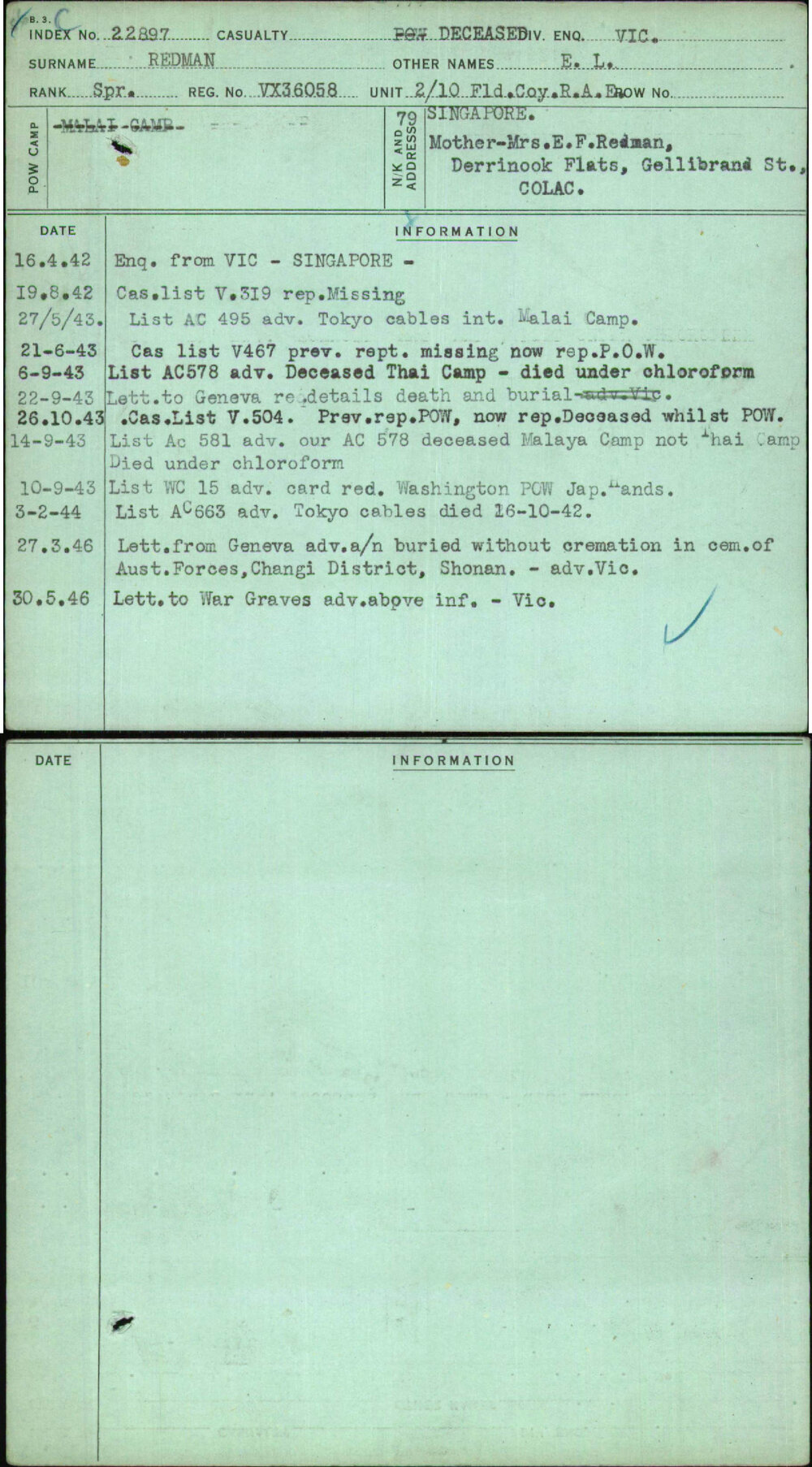 Redman, E L, VX36058