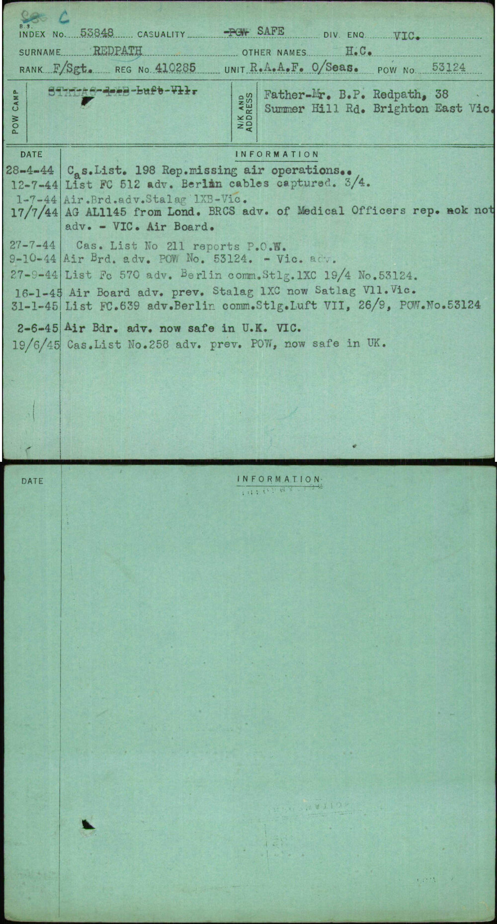 Redpath, H C, 410285