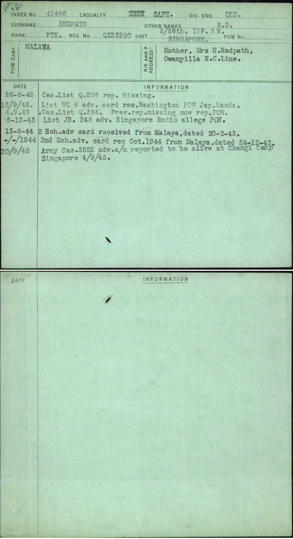 Redpath, R D, QX23290