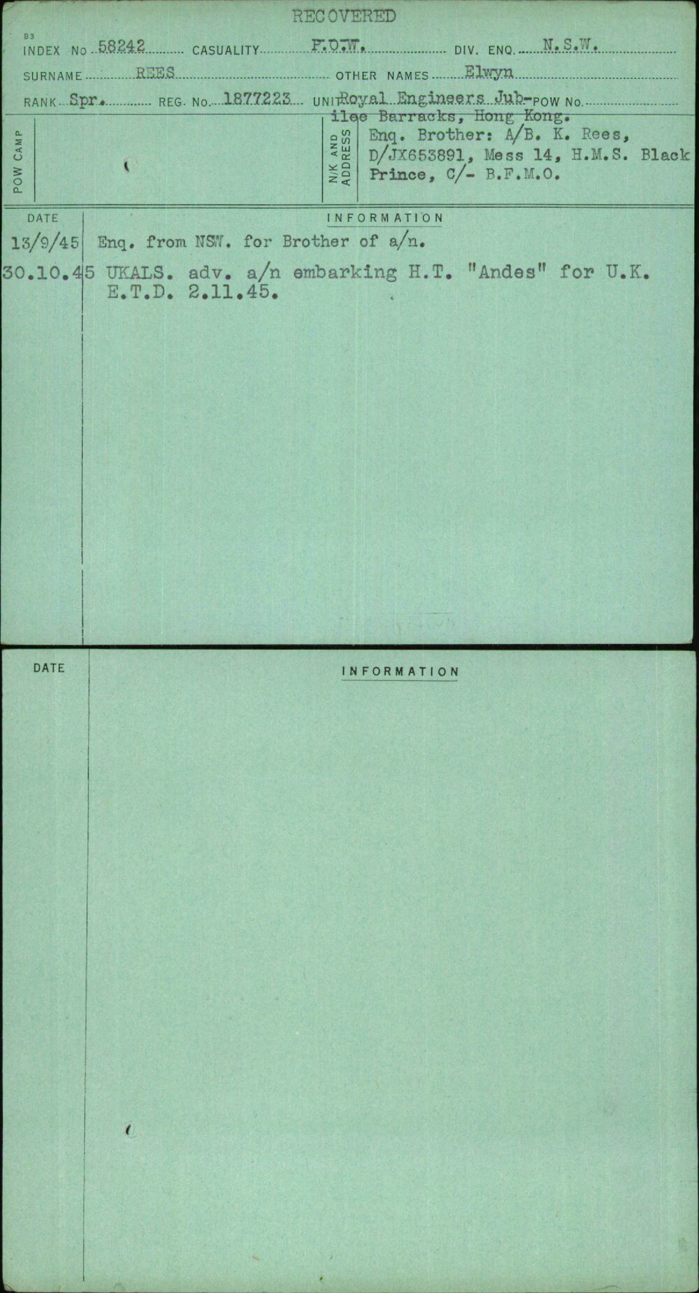 Rees, Elwyn, 1877223