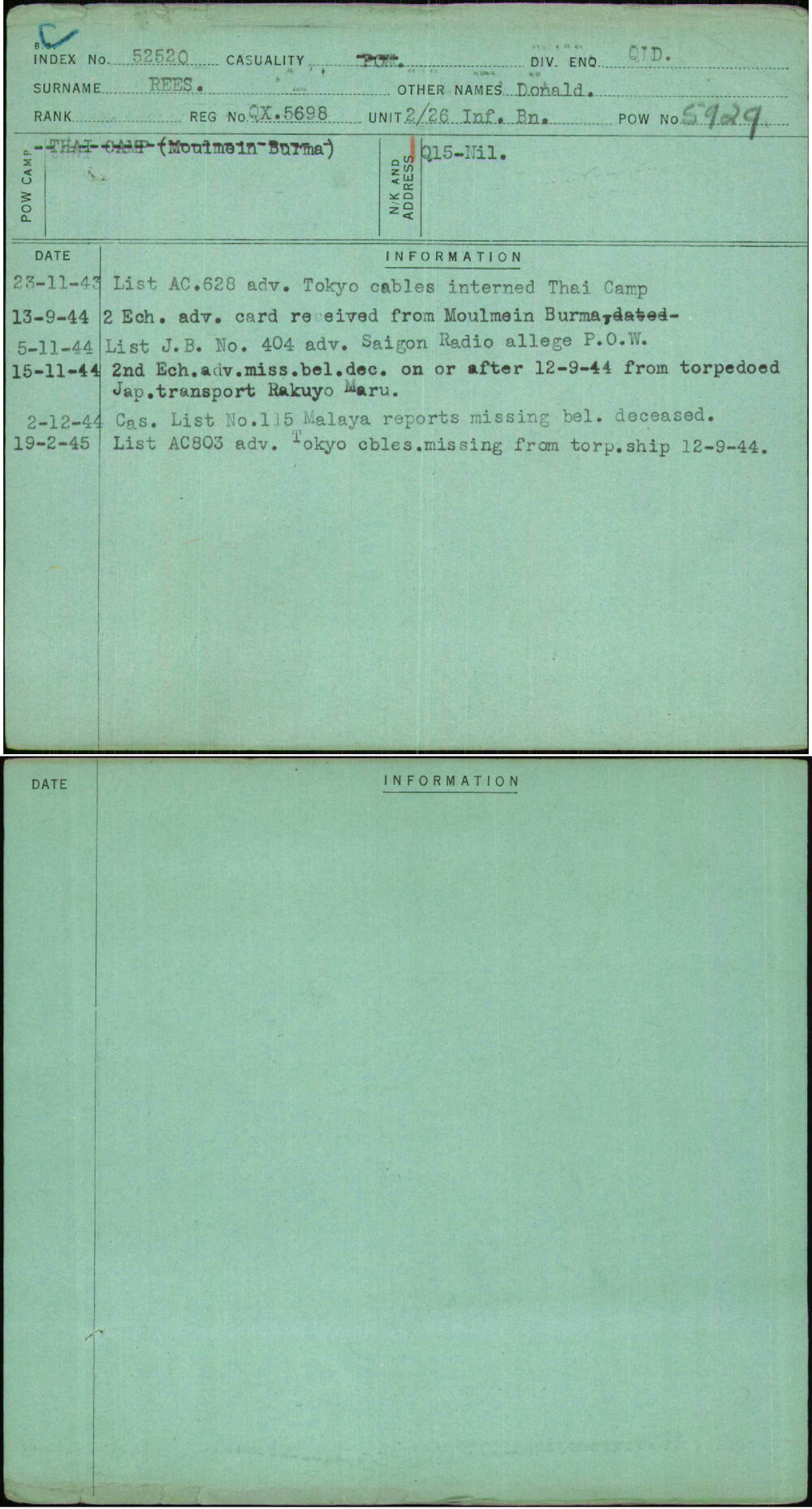 Rees, Donald, QX5698