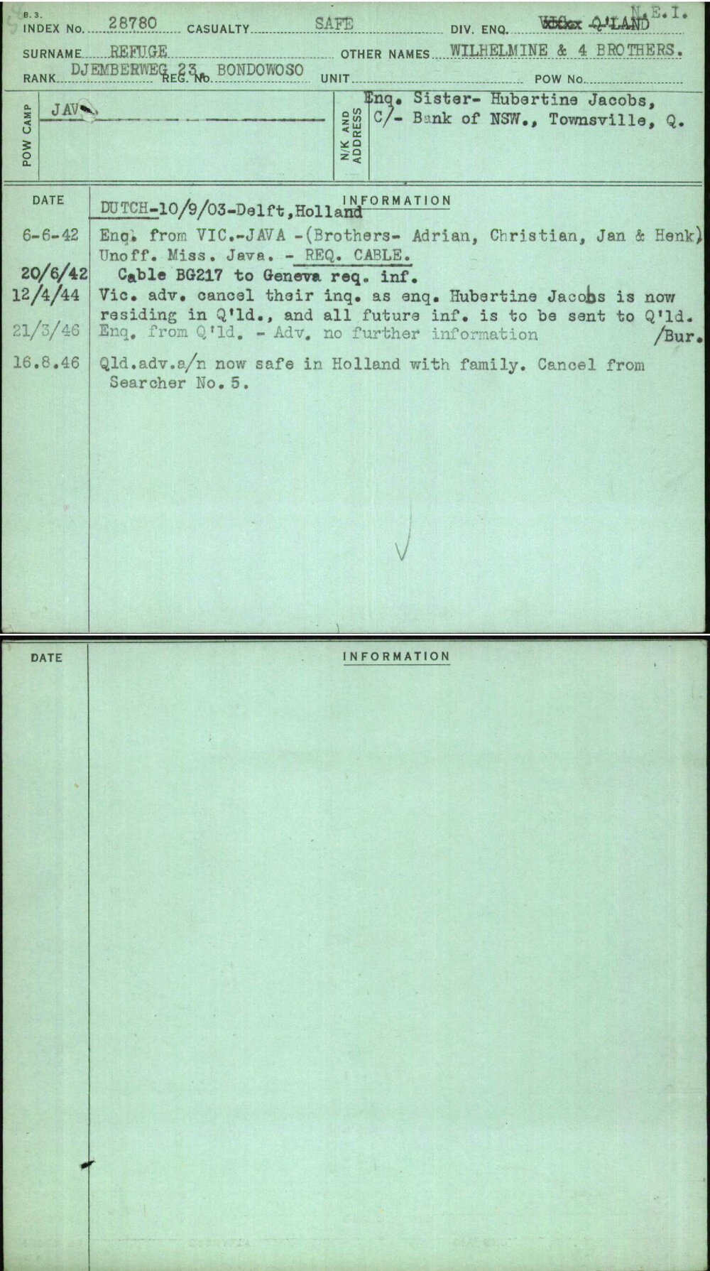 Refuge, Wilhelmine &amp; 4 Brothers, Bondowoso