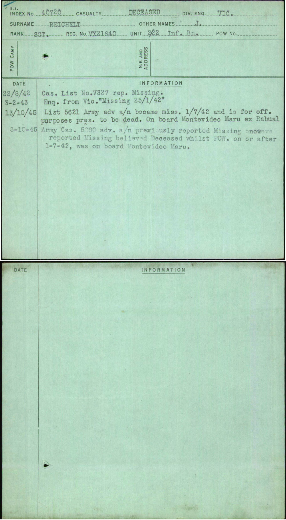 Reichelt, J, VX21640