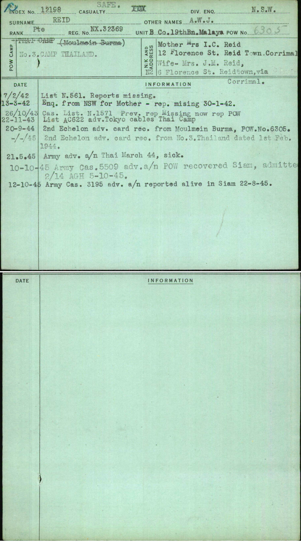 Reid, A W J, NX32369