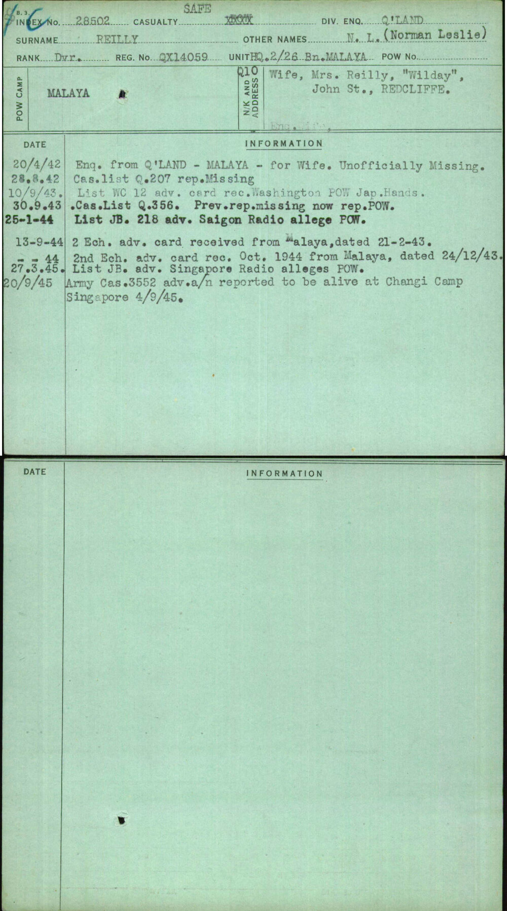 Reilly, N L (Norman Leslie), QX14059