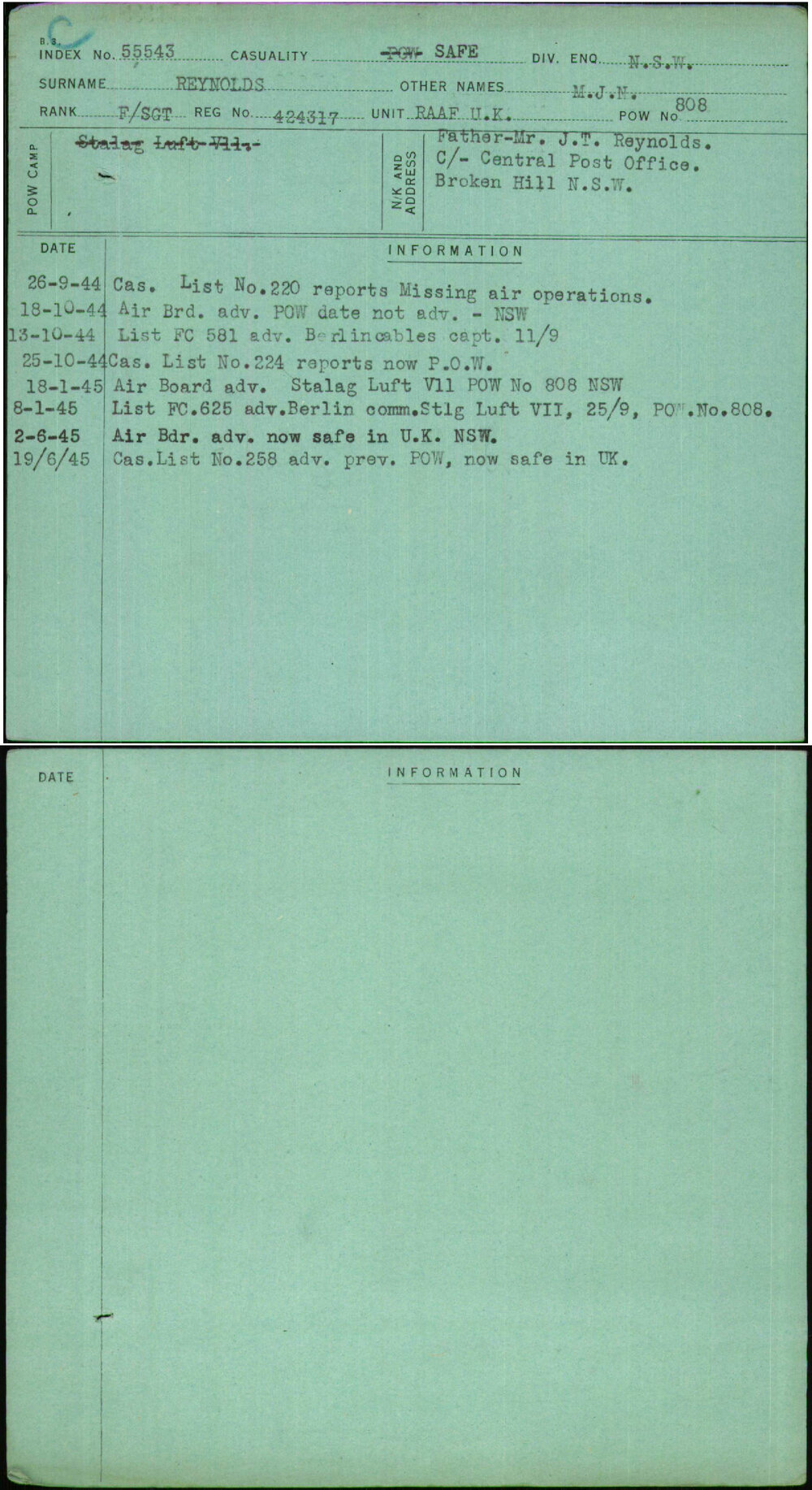 Reynolds, M J N, 424317