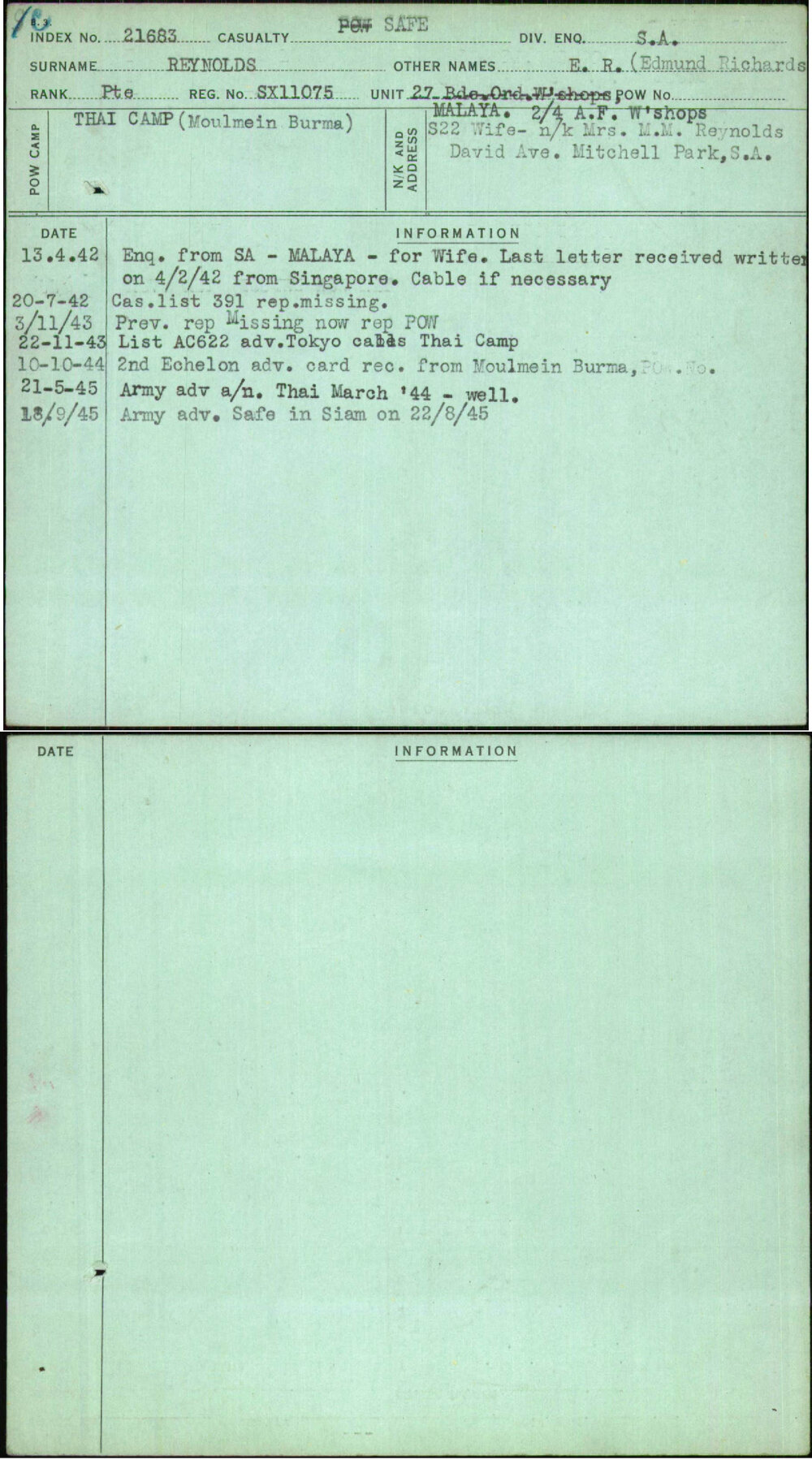 Reynolds, E R (Edmund Richards, SX11075