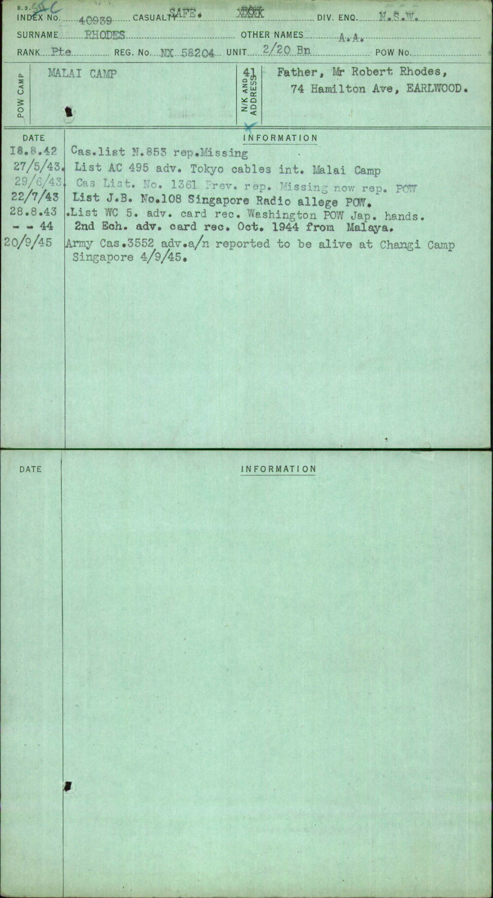 Rhodes, A A, NX58204