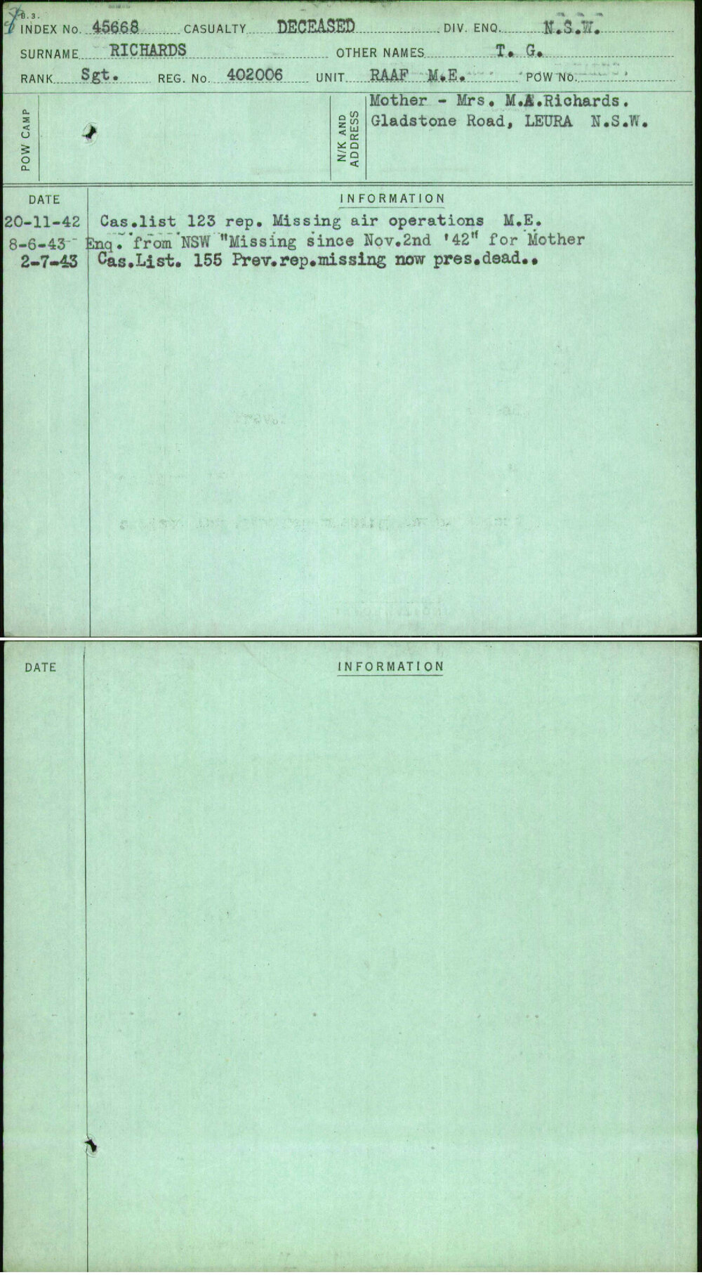 Richards, T G, 402006