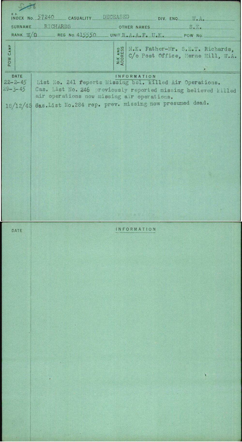 Richards, S E, 415550