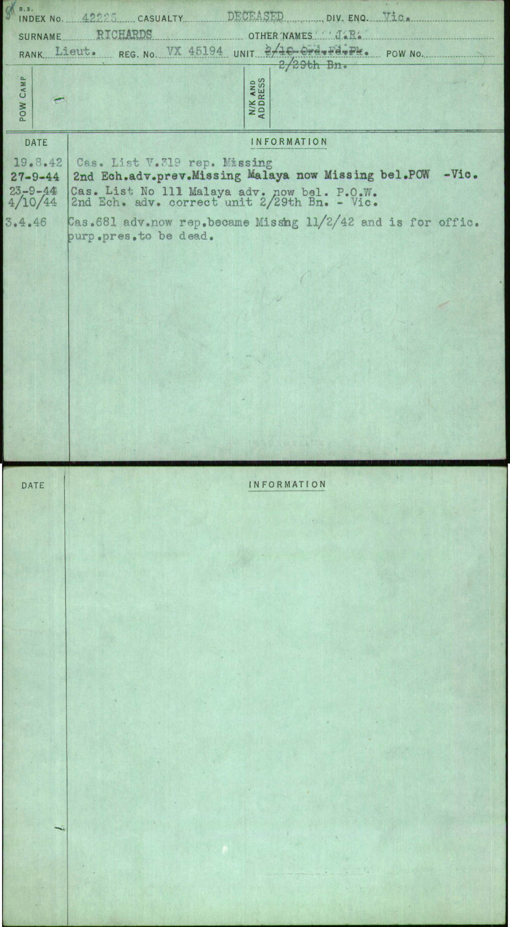 Richards, J R, VX45194