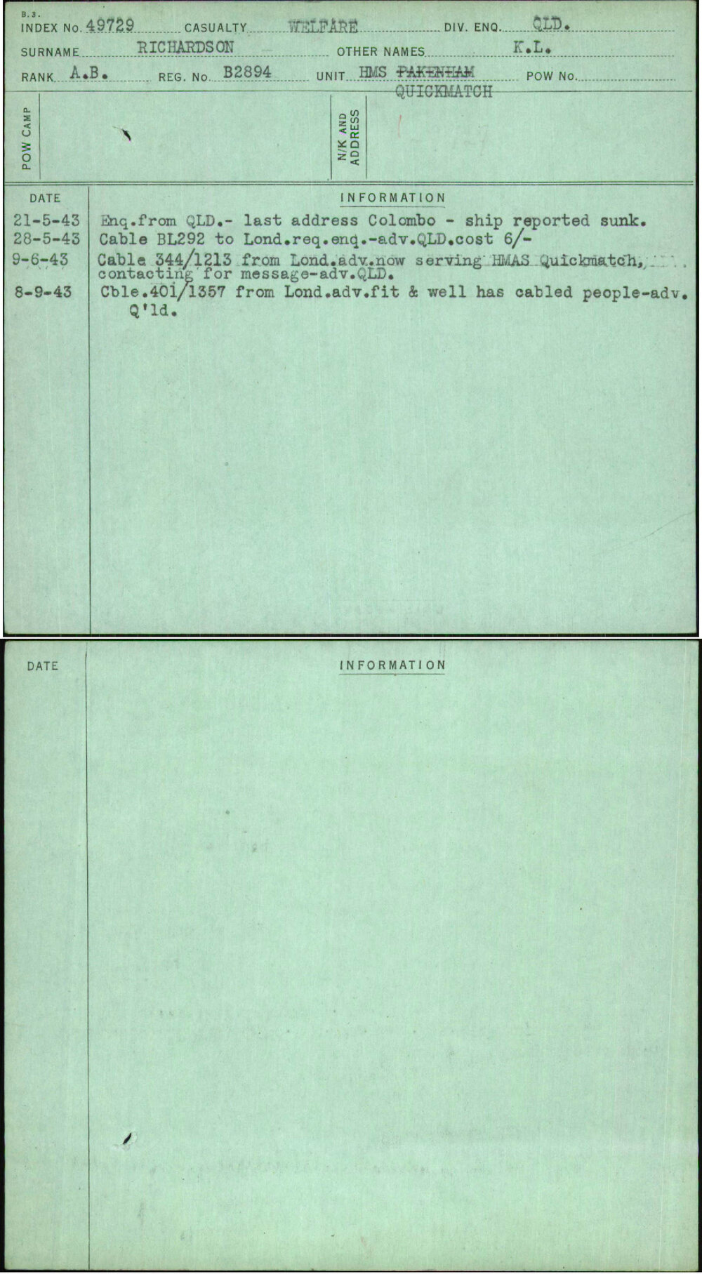 Richardson, K L, B2894