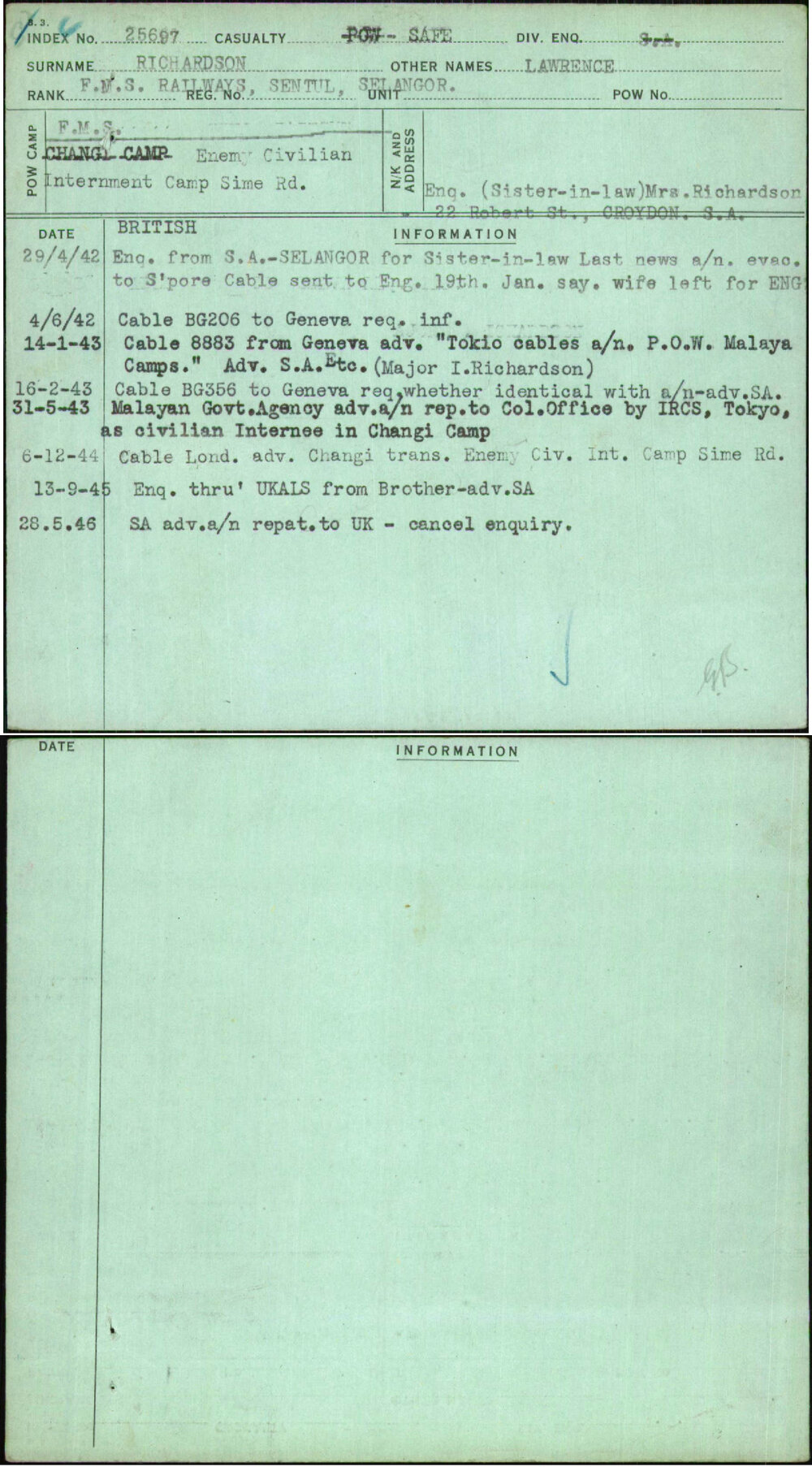 Richardson, Lawrence, [No Service Number]