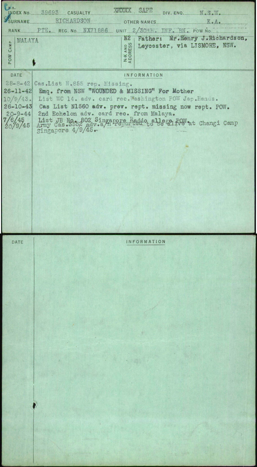 Richardson, K A, NX71886