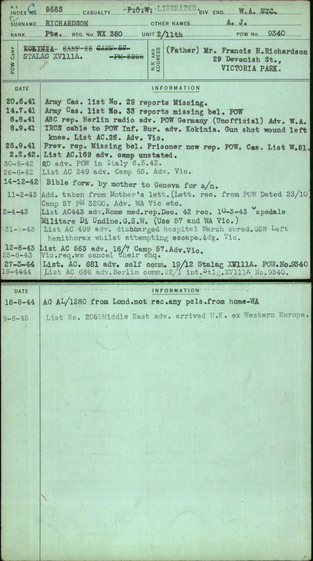 Richardson, A J, WX380