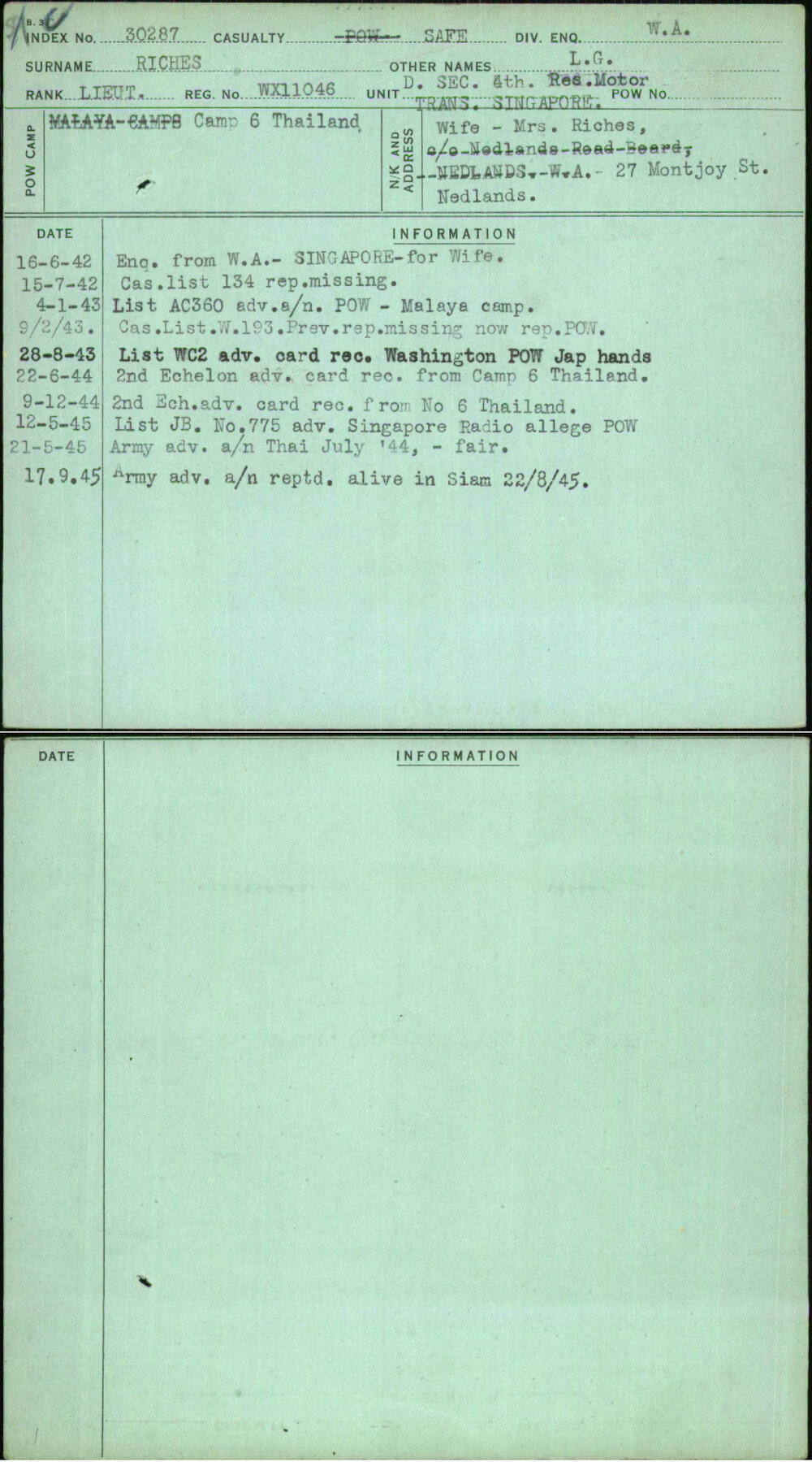 Riches, L G, WX11046