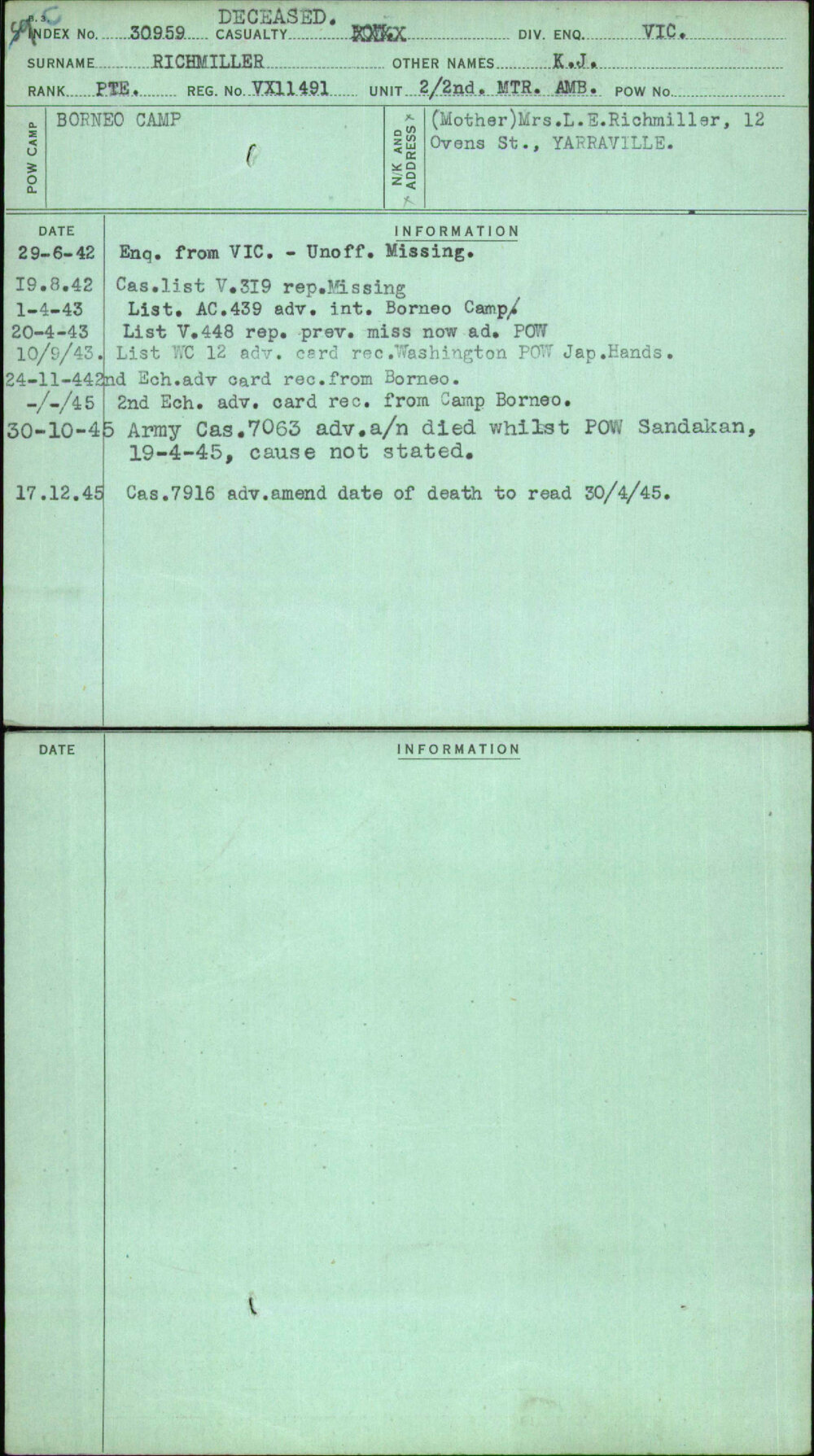 Richmiller, K J, VX11491