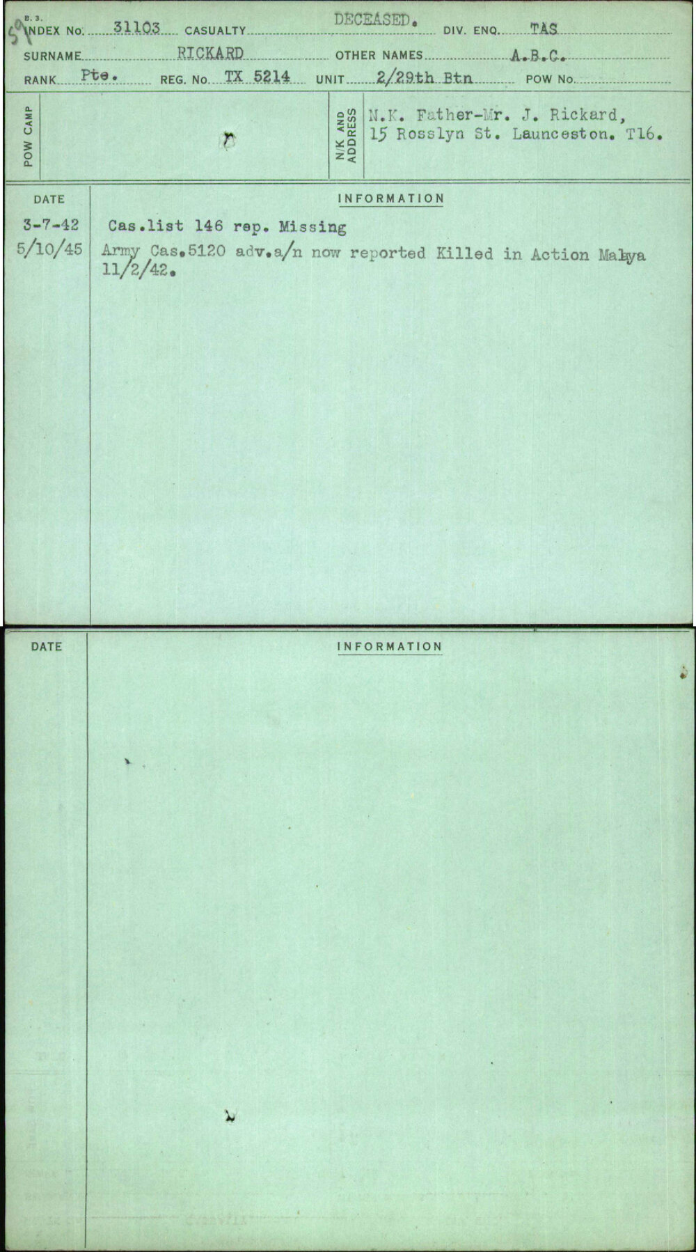 Rickard, A B C, TX5214