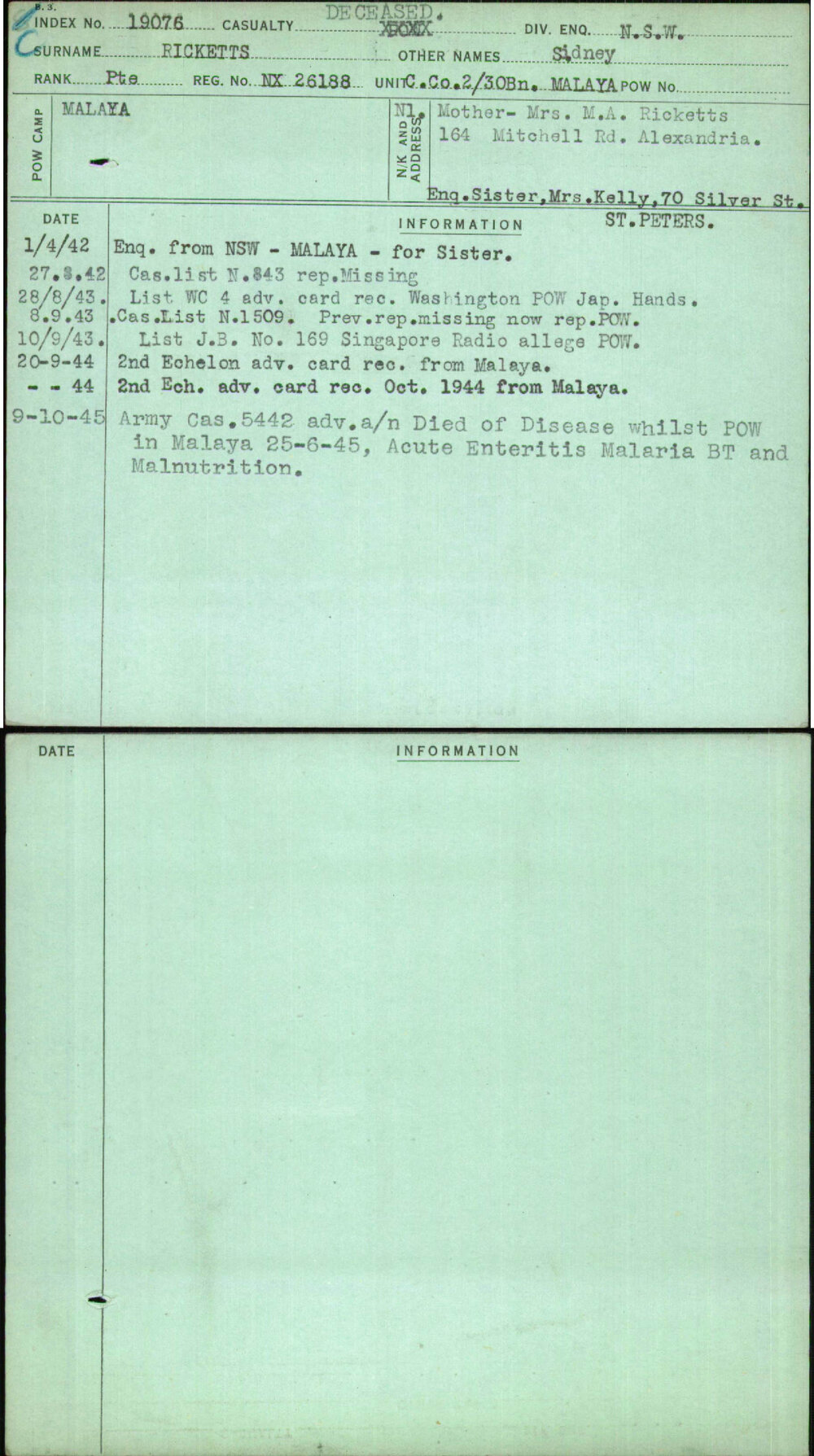 Ricketts, Sidney, NX26188